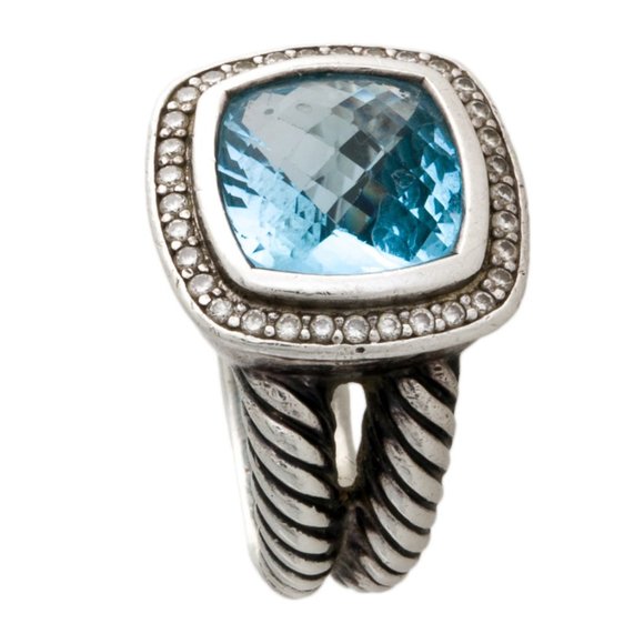 DAVID YURMAN STERLING SILVER DIAMOND & TOPAZ ALBION COCKTAIL RING - Picture 3 of 6